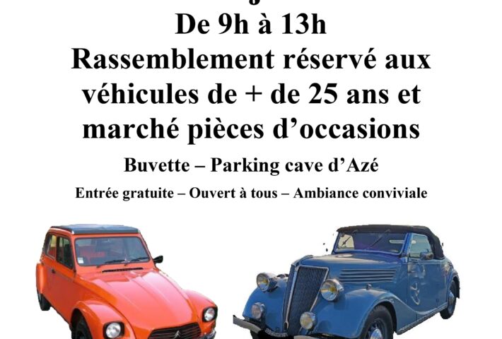 Rassemblement véhicules anciens de + de 25 ans et pièces détachées