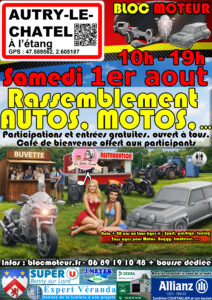 Samedi 1er aout, RASSEMBLEMENT (autos, motos, buggy, …) – Autry-le-Châtel